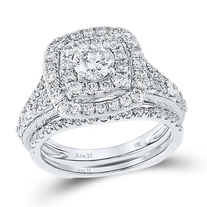 Rings gndatlanta 14k White Gold Round Diamond Bridal Wedding Ring Set 112 Cttw Certified