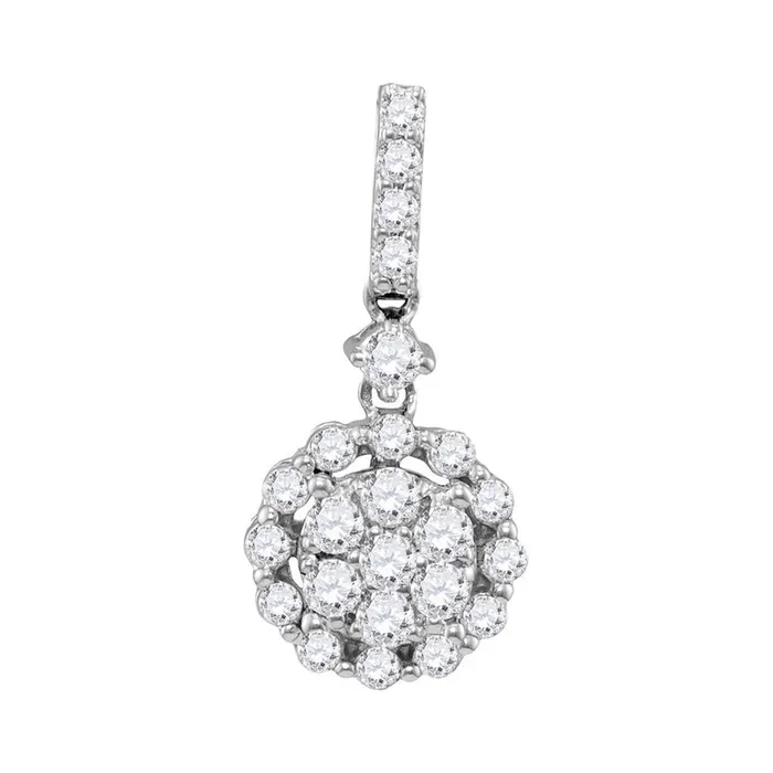 Rings gndatlanta 14k White Gold Round Diamond Flower Cluster Pendant 58 Cttw Rings gndatlanta 14k White Gold Round Diamond Flower Cluster Pendant 58 Cttw