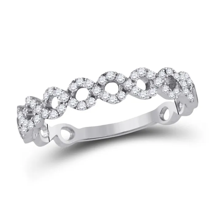 Rings gndatlanta 14k White Gold Round Diamond Geometric Stackable Band Ring 15 Ctw Rings gndatlanta 14k White Gold Round Diamond Geometric Stackable Band Ring 15 Ctw