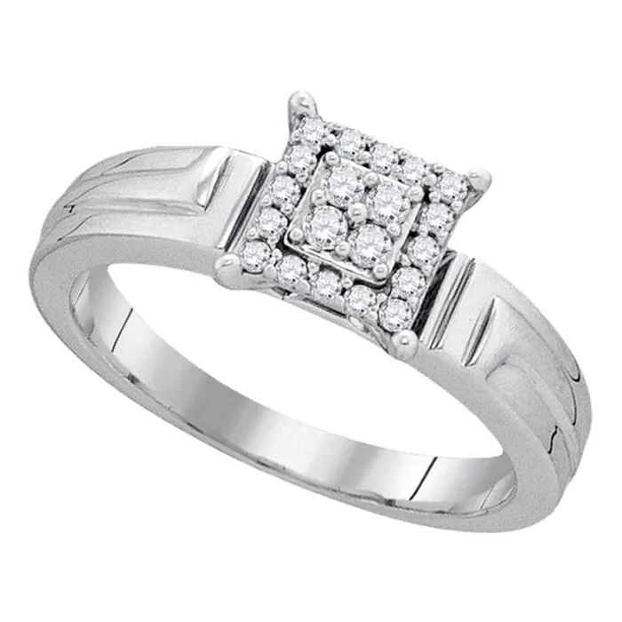 Rings gndatlanta 14k White Gold Round Diamond Square Cluster Ring 15 Cttw Rings gndatlanta 14k White Gold Round Diamond Square Cluster Ring 15 Cttw