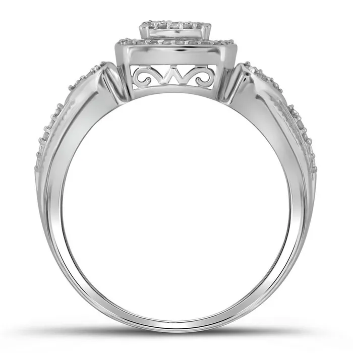 Rings gndatlanta 14k White Gold Round Diamond Square Halo Cluster Ring 15 Cttw Rings gndatlanta 14k White Gold Round Diamond Square Halo Cluster Ring 15 Cttw
