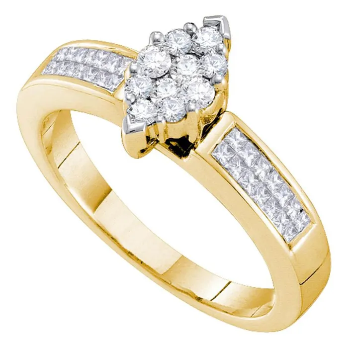 Rings gndatlanta 14k Yellow Gold Diamond Bridal Engagement Ring 12 Cttw