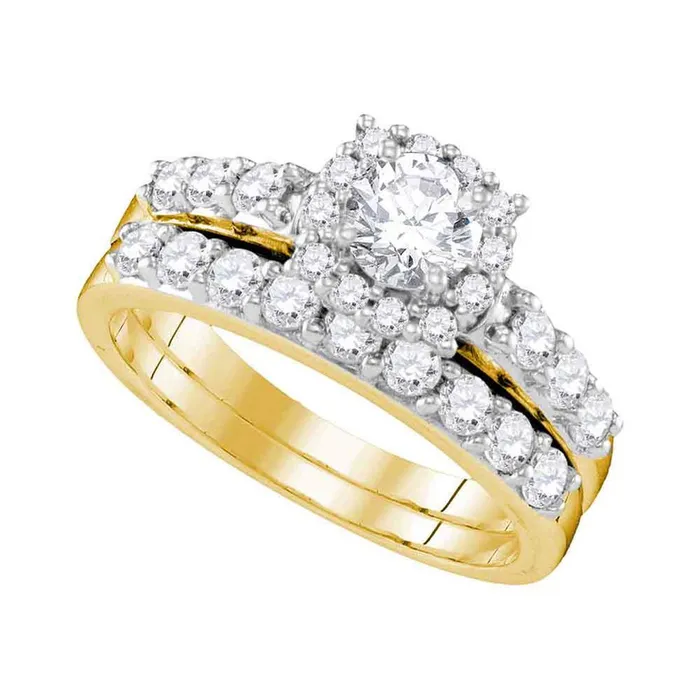 Rings gndatlanta 14k Yellow Gold Round Diamond Halo Bridal Wedding Ring Set 112 Cttw Certified Rings gndatlanta 14k Yellow Gold Round Diamond Halo Bridal Wedding Ring Set 112 Cttw Certified