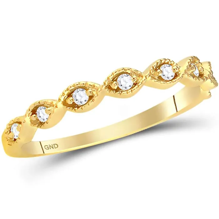 Rings gndatlanta 14k Yellow Gold Round Diamond Twist Stackable Band Ring 110 Cttw Rings gndatlanta 14k Yellow Gold Round Diamond Twist Stackable Band Ring 110 Cttw