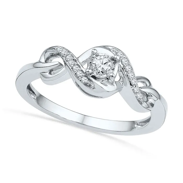 Rings Goldia 013 CT TW Natural Diamond Ribbon Twist Promise Ring in Solid 10K White Gold Rings Goldia 013 CT TW Natural Diamond Ribbon Twist Promise Ring in Solid 10K White Gold