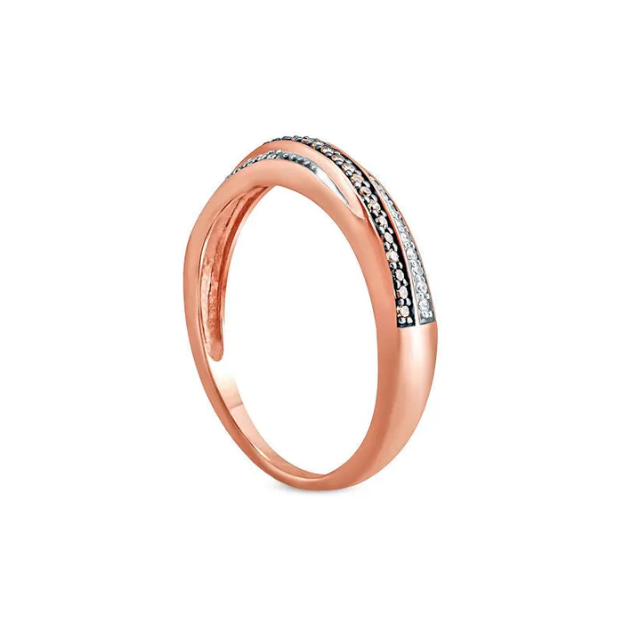 Rings Goldia 017 CT TW Champagne and White Natural Diamond Slant Band in Solid 10K Rose Gold Rings Goldia 017 CT TW Champagne and White Natural Diamond Slant Band in Solid 10K Rose Gold