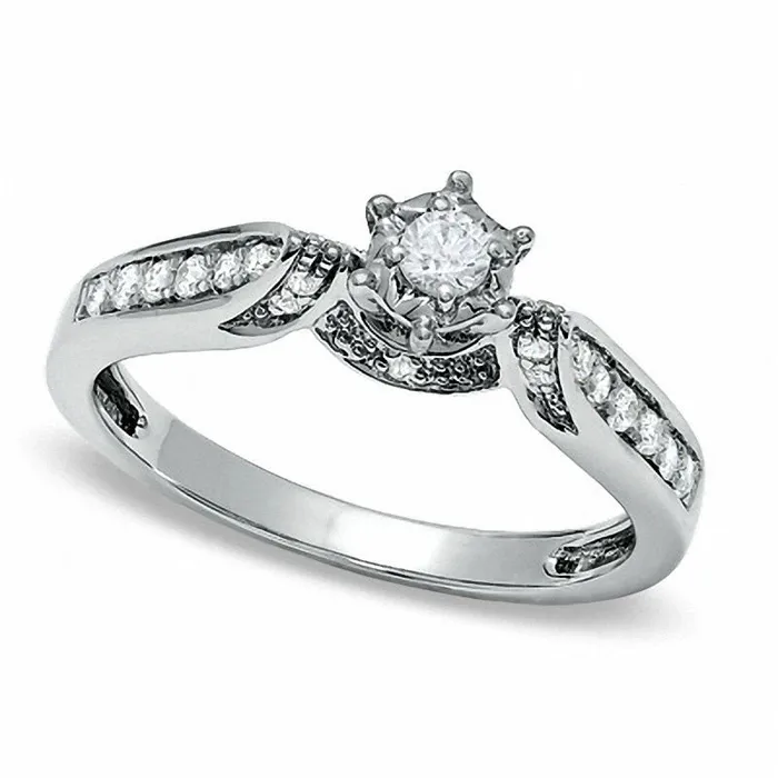 Rings Goldia 020 CT TW Natural Diamond ChannelSet Promise Ring in Solid 10K White Gold Rings Goldia 020 CT TW Natural Diamond ChannelSet Promise Ring in Solid 10K White Gold