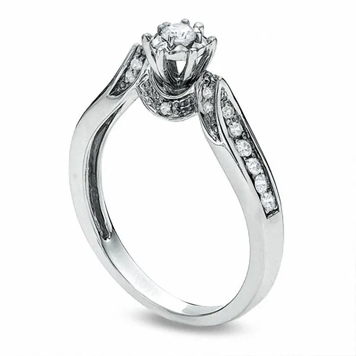 Rings Goldia 020 CT TW Natural Diamond ChannelSet Promise Ring in Solid 10K White Gold Rings Goldia 020 CT TW Natural Diamond ChannelSet Promise Ring in Solid 10K White Gold