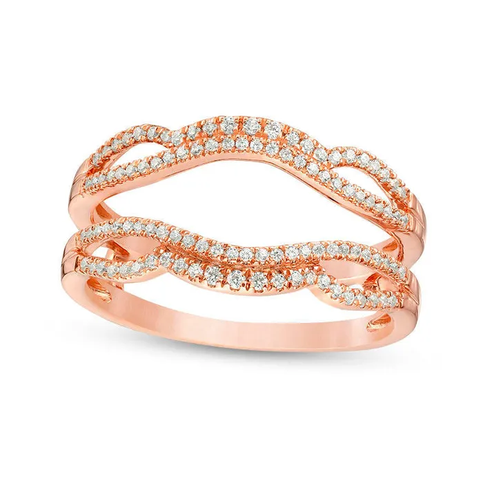 Rings Goldia 025 CT TW Natural Clarity Enhanced Diamond Wavy Split Shank Ring Solitaire Enhancer in Solid 10K Rose Gold Rings Goldia 025 CT TW Natural Clarity Enhanced Diamond Wavy Split Shank Ring Solitaire Enhancer in Solid 10K Rose Gold