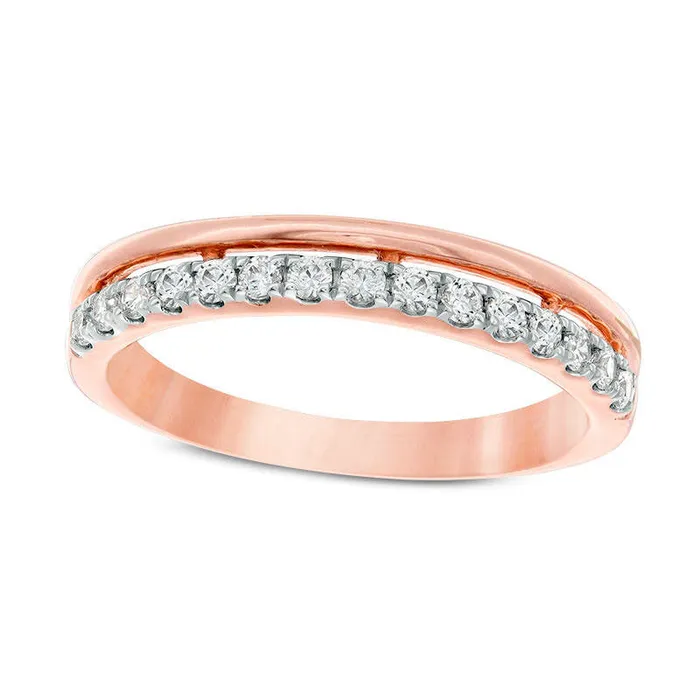 Rings Goldia 025 CT TW Natural Diamond Stacked Anniversary Band in Solid 10K Rose Gold Rings Goldia 025 CT TW Natural Diamond Stacked Anniversary Band in Solid 10K Rose Gold
