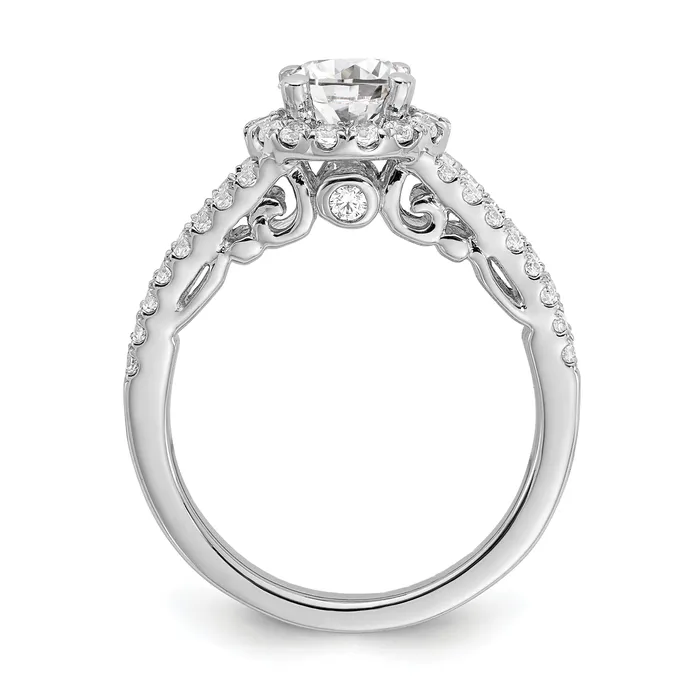 Rings Goldia 025ct CZ Solid Real 14K White Gold Round Halo Engagement Ring