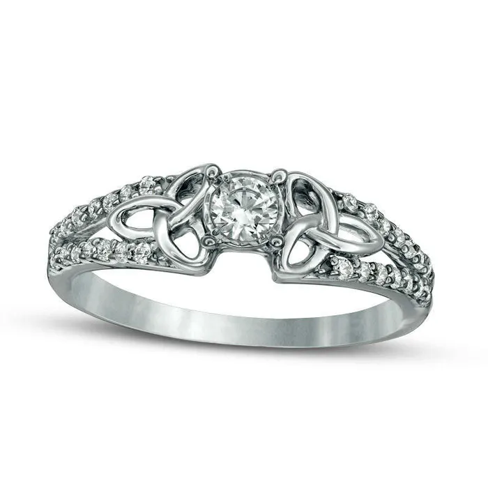 Rings Goldia 033 CT TW Natural Diamond Celtic Knots Split Shank Engagement Ring in Solid 10K White Gold Rings Goldia 033 CT TW Natural Diamond Celtic Knots Split Shank Engagement Ring in Solid 10K White Gold