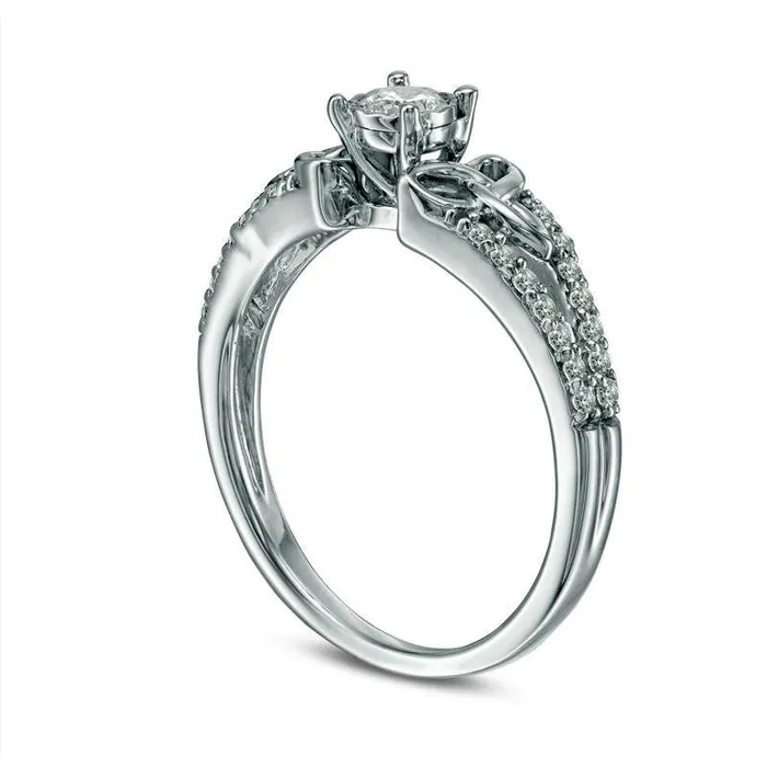 Rings Goldia 033 CT TW Natural Diamond Celtic Knots Split Shank Engagement Ring in Solid 10K White Gold Rings Goldia 033 CT TW Natural Diamond Celtic Knots Split Shank Engagement Ring in Solid 10K White Gold