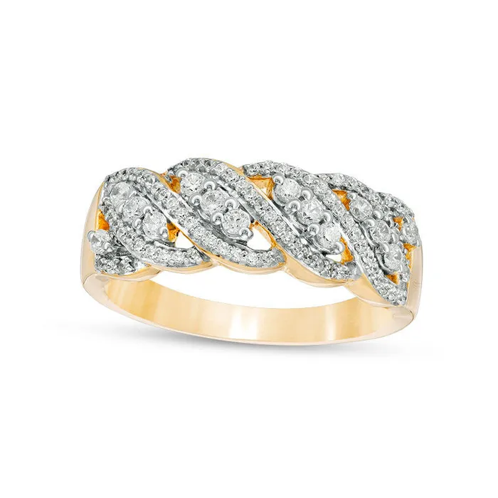 Rings Goldia 033 CT TW Natural Diamond Wave Band in Solid 10K Yellow Gold Rings Goldia 033 CT TW Natural Diamond Wave Band in Solid 10K Yellow Gold