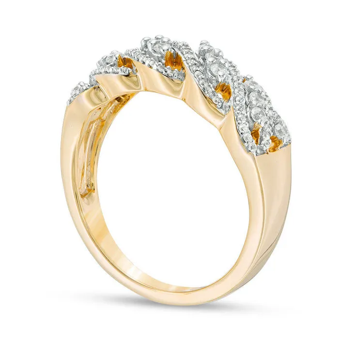 Rings Goldia 033 CT TW Natural Diamond Wave Band in Solid 10K Yellow Gold Rings Goldia 033 CT TW Natural Diamond Wave Band in Solid 10K Yellow Gold