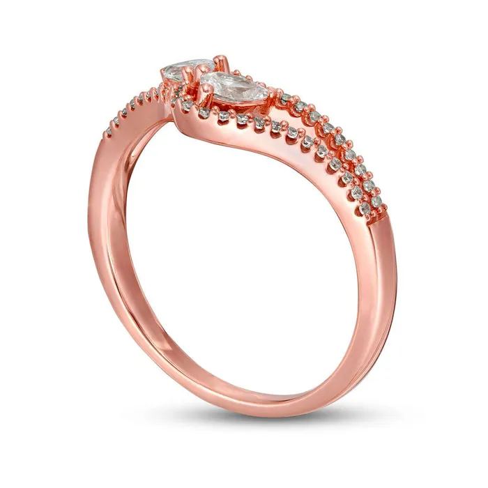 Rings Goldia 033 CT TW PearShaped Natural Diamond Double Loop Ring in Solid 10K Rose Gold Rings Goldia 033 CT TW PearShaped Natural Diamond Double Loop Ring in Solid 10K Rose Gold