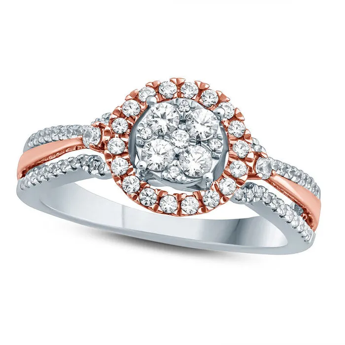 Rings Goldia 050 CT TW Composite Natural Diamond Frame Split Shank Engagement Ring in Solid 10K TwoTone Gold Rings Goldia 050 CT TW Composite Natural Diamond Frame Split Shank Engagement Ring in Solid 10K TwoTone Gold