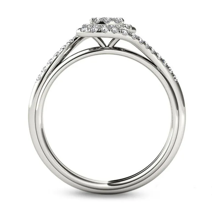 Rings Goldia 050 CT TW Composite Natural Diamond Square Frame Bypass Engagement Ring in Solid 14K White Gold Rings Goldia 050 CT TW Composite Natural Diamond Square Frame Bypass Engagement Ring in Solid 14K White Gold