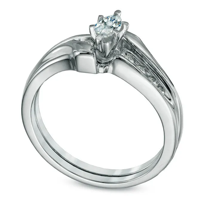 Rings Goldia 050 CT TW Marquise Natural Diamond Bypass Bridal Engagement Ring Set in Solid 10K White Gold Rings Goldia 050 CT TW Marquise Natural Diamond Bypass Bridal Engagement Ring Set in Solid 10K White Gold
