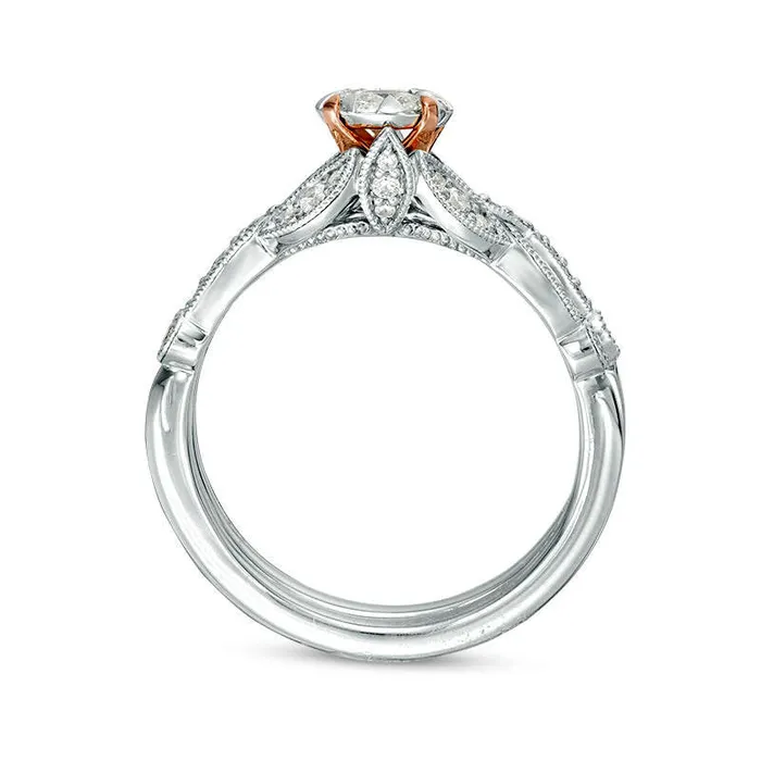 Rings Goldia 050 CT TW Natural Diamond Frame Antique VintageStyle Bridal Engagement Ring Set in Solid 10K TwoTone Gold Rings Goldia 050 CT TW Natural Diamond Frame Antique VintageStyle Bridal Engagement Ring Set in Solid 10K TwoTone Gold