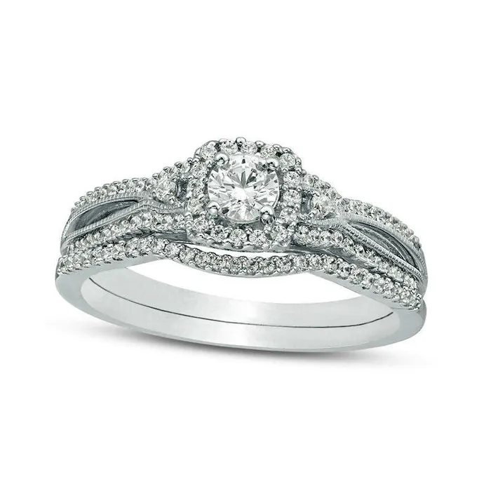 Rings Goldia 050 CT TW Natural Diamond Square Frame Antique VintageStyle Bridal Engagement Ring Set in Solid 10K White Gold Rings Goldia 050 CT TW Natural Diamond Square Frame Antique VintageStyle Bridal Engagement Ring Set in Solid 10K White Gold