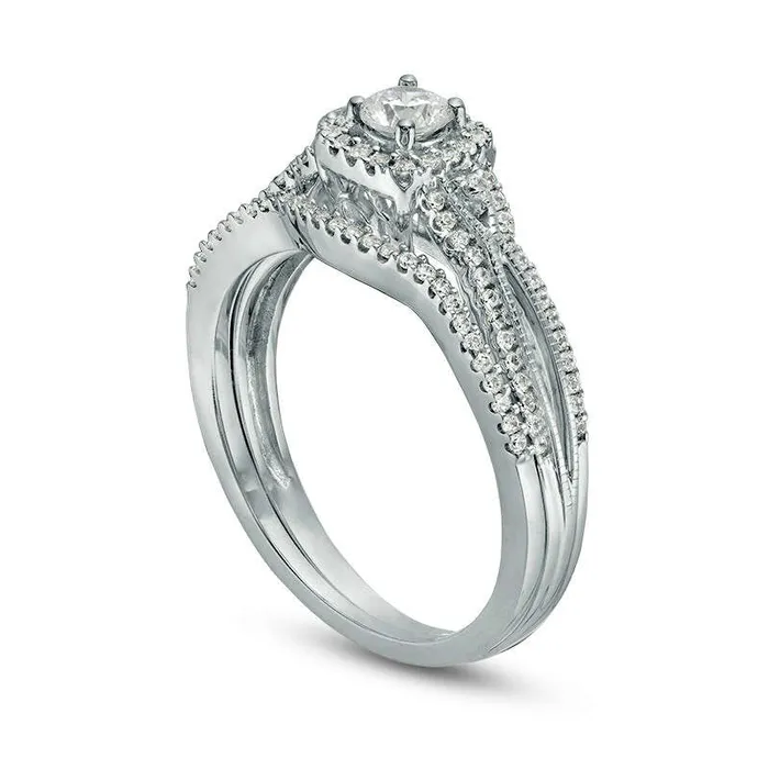 Rings Goldia 050 CT TW Natural Diamond Square Frame Antique VintageStyle Bridal Engagement Ring Set in Solid 10K White Gold Rings Goldia 050 CT TW Natural Diamond Square Frame Antique VintageStyle Bridal Engagement Ring Set in Solid 10K White Gold