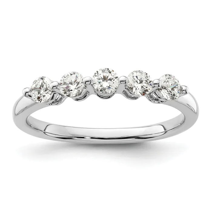 Rings Goldia 050ct CZ Solid Real 14K White Gold 5Stone Wedding Band Ring Rings Goldia 050ct CZ Solid Real 14K White Gold 5Stone Wedding Band Ring
