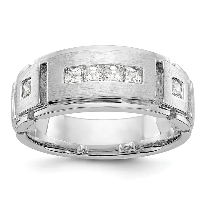 Rings Goldia 060ct CZ Solid Real 14K White Gold Mens Wedding Band Ring Rings Goldia 060ct CZ Solid Real 14K White Gold Mens Wedding Band Ring