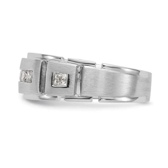 Rings Goldia 060ct CZ Solid Real 14K White Gold Mens Wedding Band Ring