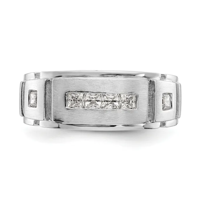 Rings Goldia 060ct CZ Solid Real 14K White Gold Mens Wedding Band Ring