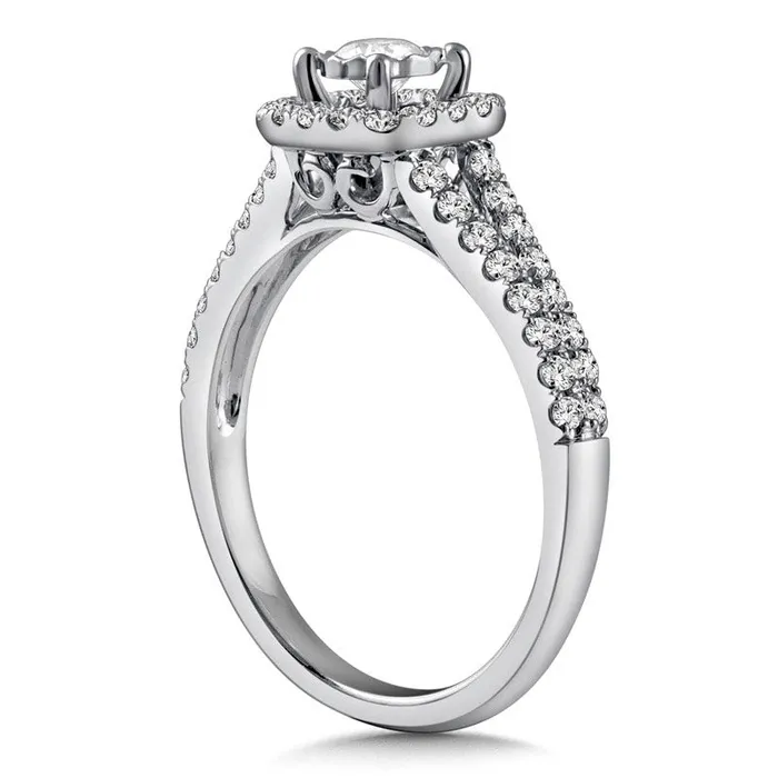 Rings Goldia 063 CT TW Natural Diamond Cushion Frame Split Shank Engagement Ring in Solid 10K White Gold Rings Goldia 063 CT TW Natural Diamond Cushion Frame Split Shank Engagement Ring in Solid 10K White Gold