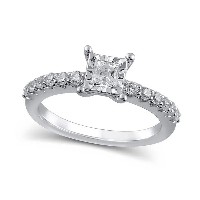 Rings Goldia 063 CT TW PrincessCut Natural Diamond Engagement Ring in Solid 10K White Gold Rings Goldia 063 CT TW PrincessCut Natural Diamond Engagement Ring in Solid 10K White Gold
