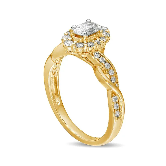 Rings Goldia 075 CT TW Oval Natural Diamond Frame Twist Shank Antique VintageStyle Engagement Ring in Solid 10K Yellow Gold Rings Goldia 075 CT TW Oval Natural Diamond Frame Twist Shank Antique VintageStyle Engagement Ring in Solid 10K Yellow Gold