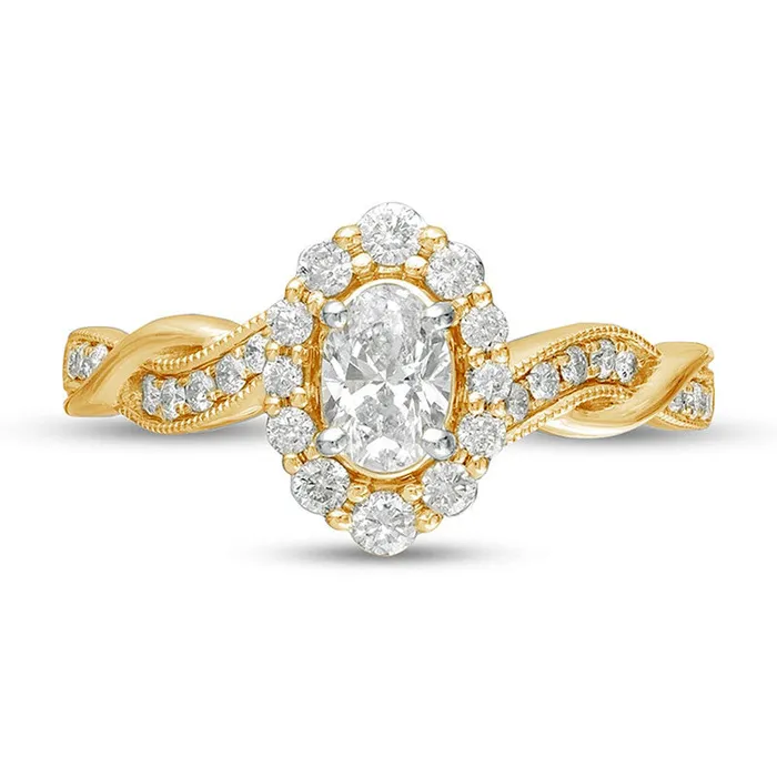 Rings Goldia 075 CT TW Oval Natural Diamond Frame Twist Shank Antique VintageStyle Engagement Ring in Solid 10K Yellow Gold Rings Goldia 075 CT TW Oval Natural Diamond Frame Twist Shank Antique VintageStyle Engagement Ring in Solid 10K Yellow Gold