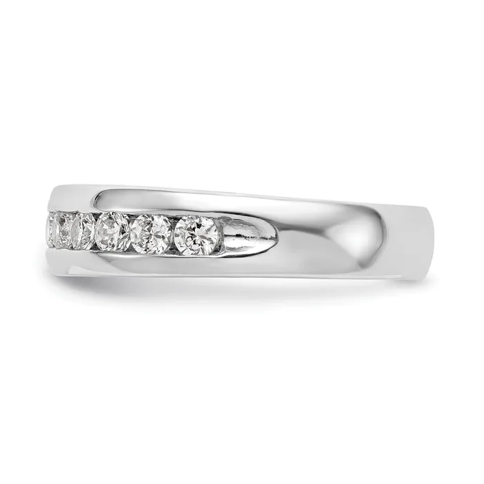 Rings Goldia 077ct CZ Solid Real 14K White Gold 11Stone Channel Wedding Band Ring