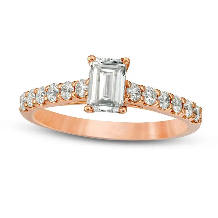 Rings Goldia 10 CT TW Certified EmeraldCut Natural Diamond Engagement Ring in Solid 14K Rose Gold II1 Rings Goldia 10 CT TW Certified EmeraldCut Natural Diamond Engagement Ring in Solid 14K Rose Gold II1