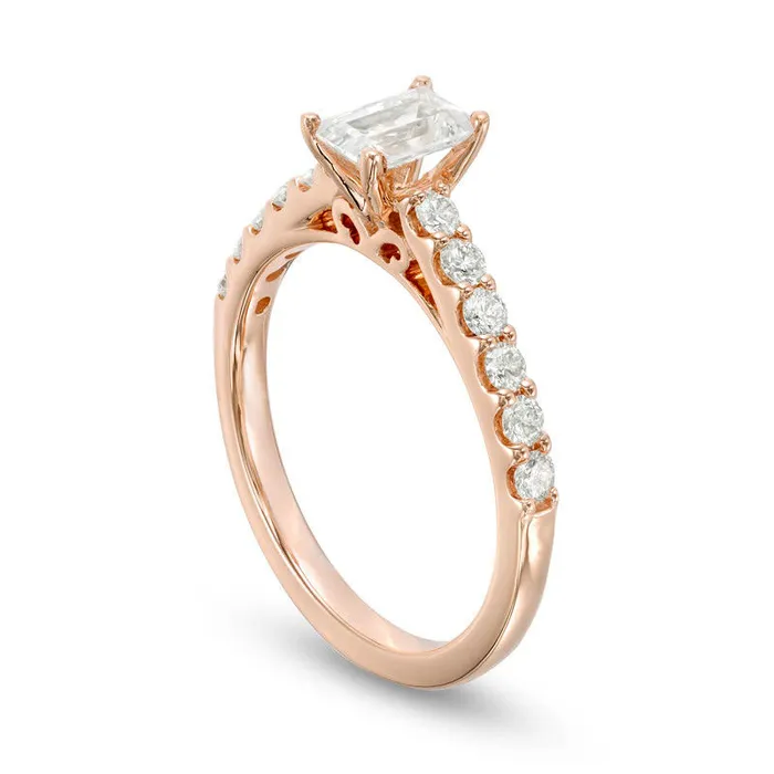 Rings Goldia 10 CT TW Certified EmeraldCut Natural Diamond Engagement Ring in Solid 14K Rose Gold II1 Rings Goldia 10 CT TW Certified EmeraldCut Natural Diamond Engagement Ring in Solid 14K Rose Gold II1