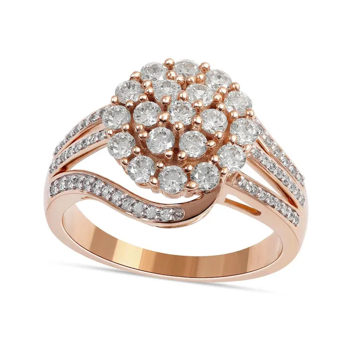 Rings Goldia 10 CT TW Composite Natural Diamond Bypass Ring in Solid 10K Rose Gold Rings Goldia 10 CT TW Composite Natural Diamond Bypass Ring in Solid 10K Rose Gold