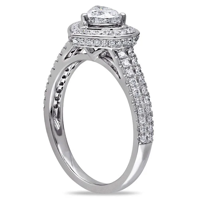 Rings Goldia 10 CT TW HeartShaped Natural Diamond Framed Double Row Engagement Ring in Solid 14K White Gold Rings Goldia 10 CT TW HeartShaped Natural Diamond Framed Double Row Engagement Ring in Solid 14K White Gold