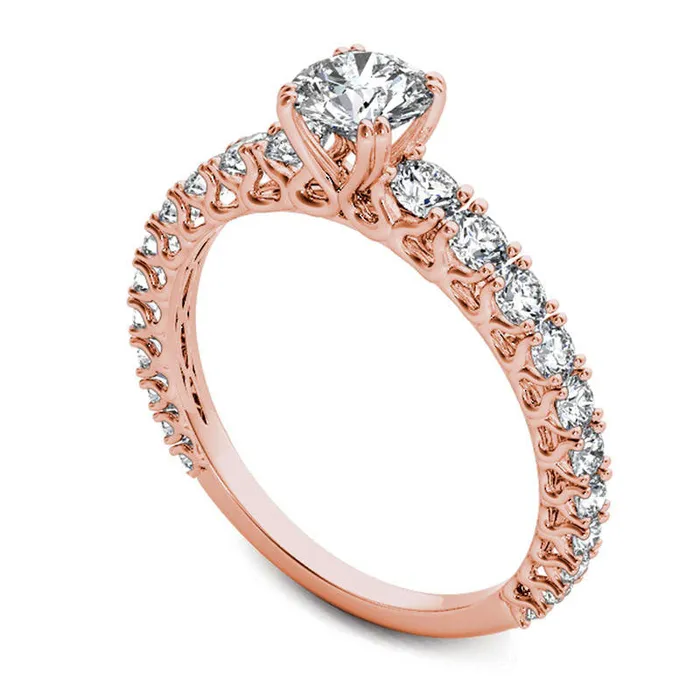 Rings Goldia 10 CT TW Natural Diamond Engagement Ring in Solid 14K Rose Gold Rings Goldia 10 CT TW Natural Diamond Engagement Ring in Solid 14K Rose Gold