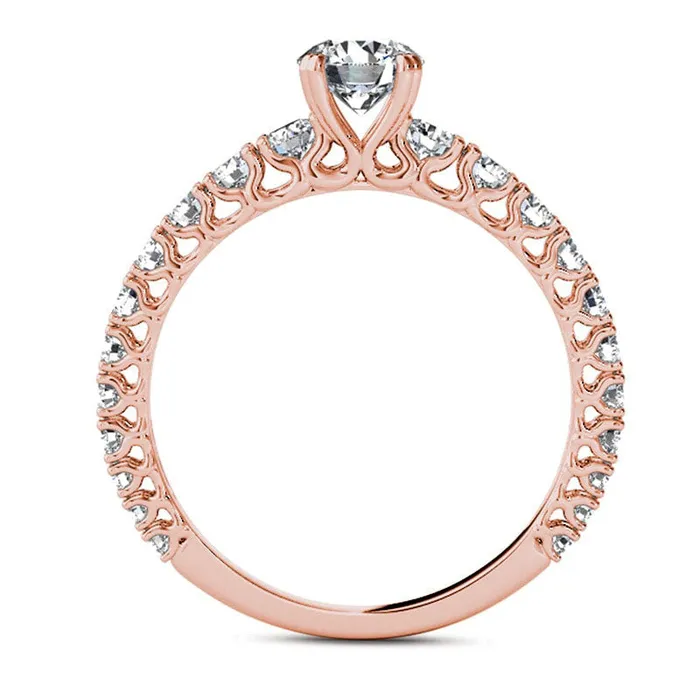 Rings Goldia 10 CT TW Natural Diamond Engagement Ring in Solid 14K Rose Gold Rings Goldia 10 CT TW Natural Diamond Engagement Ring in Solid 14K Rose Gold