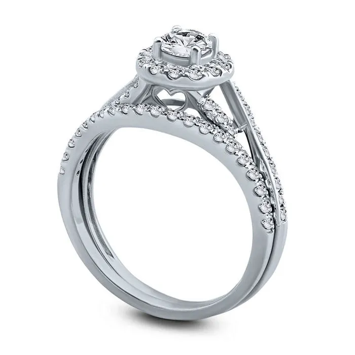 Rings Goldia 10 CT TW Natural Diamond Frame Bypass Bridal Engagement Ring Set in Solid 10K White Gold Rings Goldia 10 CT TW Natural Diamond Frame Bypass Bridal Engagement Ring Set in Solid 10K White Gold