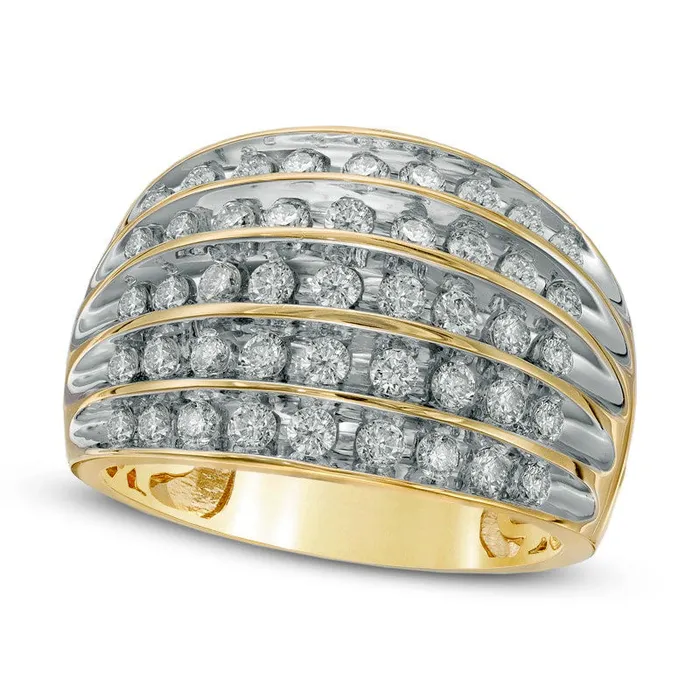 Rings Goldia 10 CT TW Natural Diamond MultiRow Dome Ring in Solid 14K Gold Rings Goldia 10 CT TW Natural Diamond MultiRow Dome Ring in Solid 14K Gold