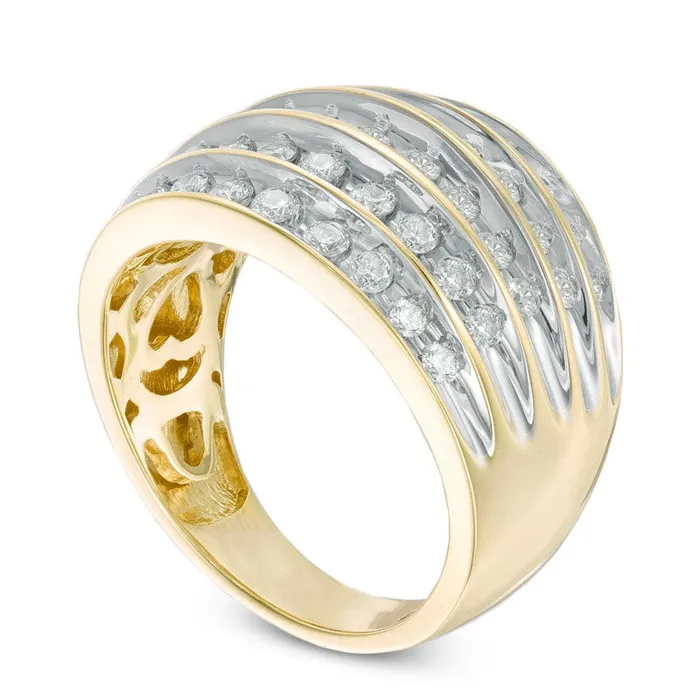 Rings Goldia 10 CT TW Natural Diamond MultiRow Dome Ring in Solid 14K Gold Rings Goldia 10 CT TW Natural Diamond MultiRow Dome Ring in Solid 14K Gold