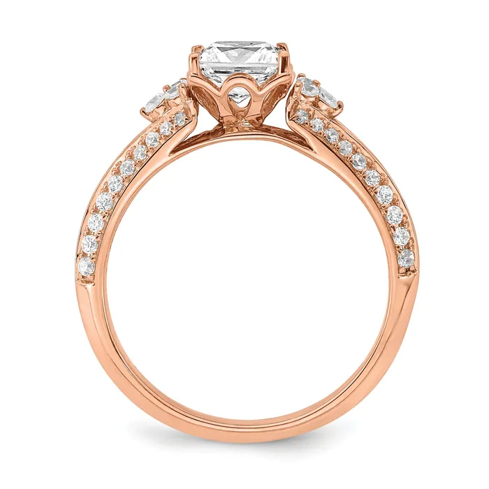 Rings Goldia 100ct CZ Solid Real 14k Rose Polish 1ct Princess Engage Dia Ring