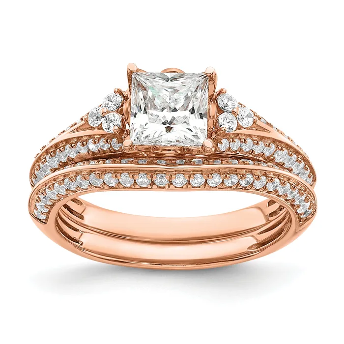 Rings Goldia 100ct CZ Solid Real 14k Rose Polish 1ct Princess Engage Dia Ring