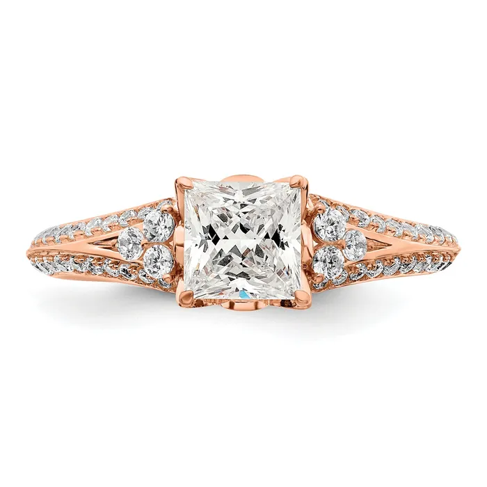 Rings Goldia 100ct CZ Solid Real 14k Rose Polish 1ct Princess Engage Dia Ring