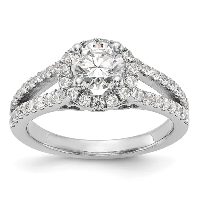 Rings Goldia 100ct CZ Solid Real 14K White Gold Round Halo Engagement Ring Rings Goldia 100ct CZ Solid Real 14K White Gold Round Halo Engagement Ring