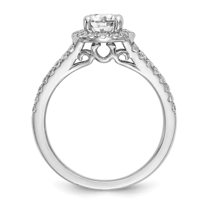 Rings Goldia 100ct CZ Solid Real 14K White Gold Round Halo Engagement Ring