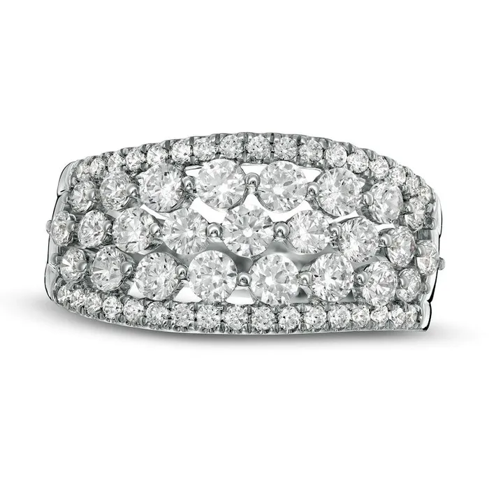 Rings Goldia 15 CT TW Natural Diamond MultiRow Wave Ring in Solid 10K White Gold Rings Goldia 15 CT TW Natural Diamond MultiRow Wave Ring in Solid 10K White Gold